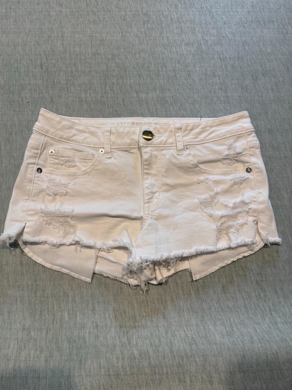 American Eagle Outfitters White Distressed Denim Cutoff Shorts